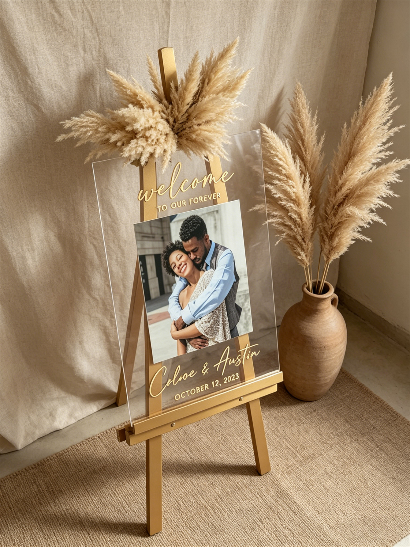 Modern Photo Acrylic Wedding Welcome Sign
